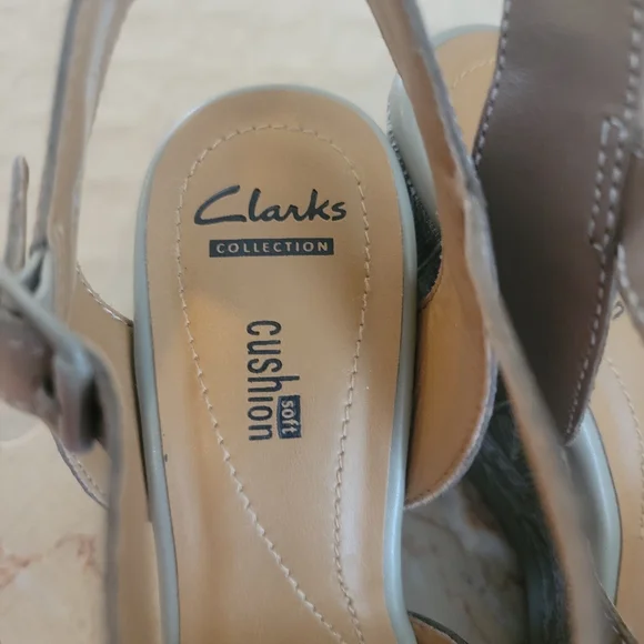 Clarks Zia Sage leather wedge Sandals 9M - Picture 3 of 7